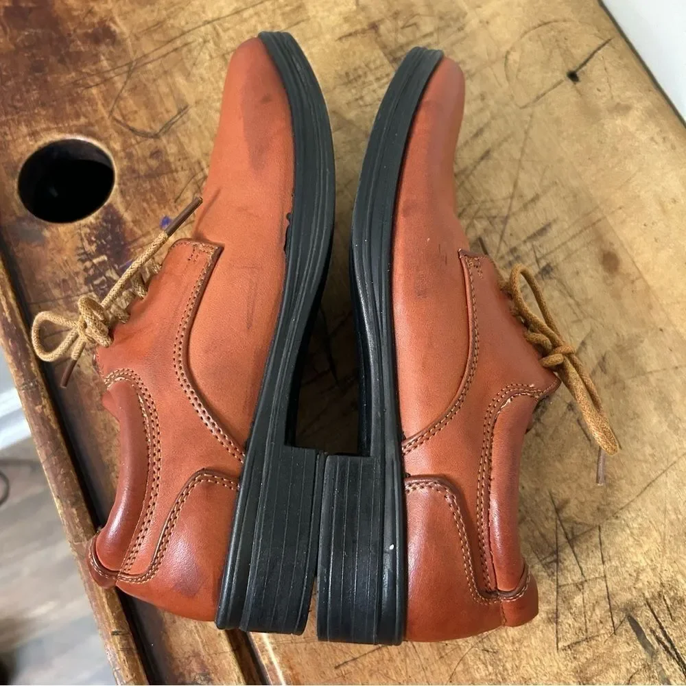 Stafford light brown dress shoes, boys sz 3, GUC